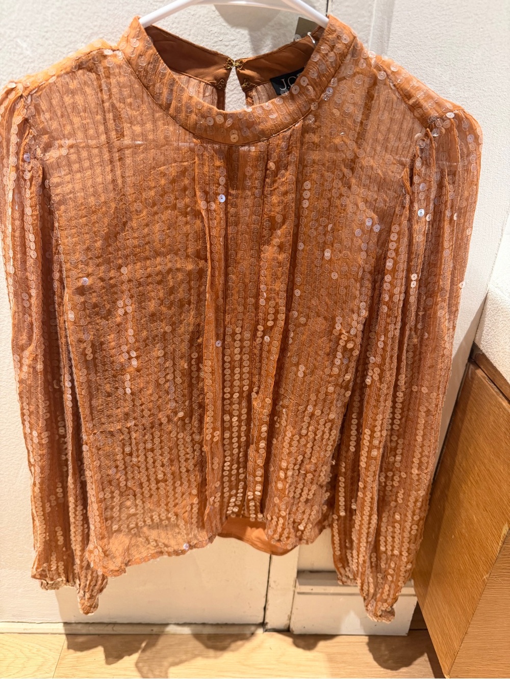 J. Crew Copper Sequin Long-Sleeve Blouse